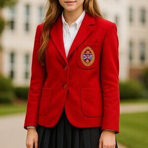 Vintage VTG 90s red wool school blazer collegiate Y2K cosplay